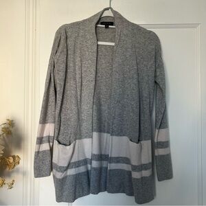 Ann Taylor Grey & White Wool Blend Shawl Open Cardigan Size XXS GUC